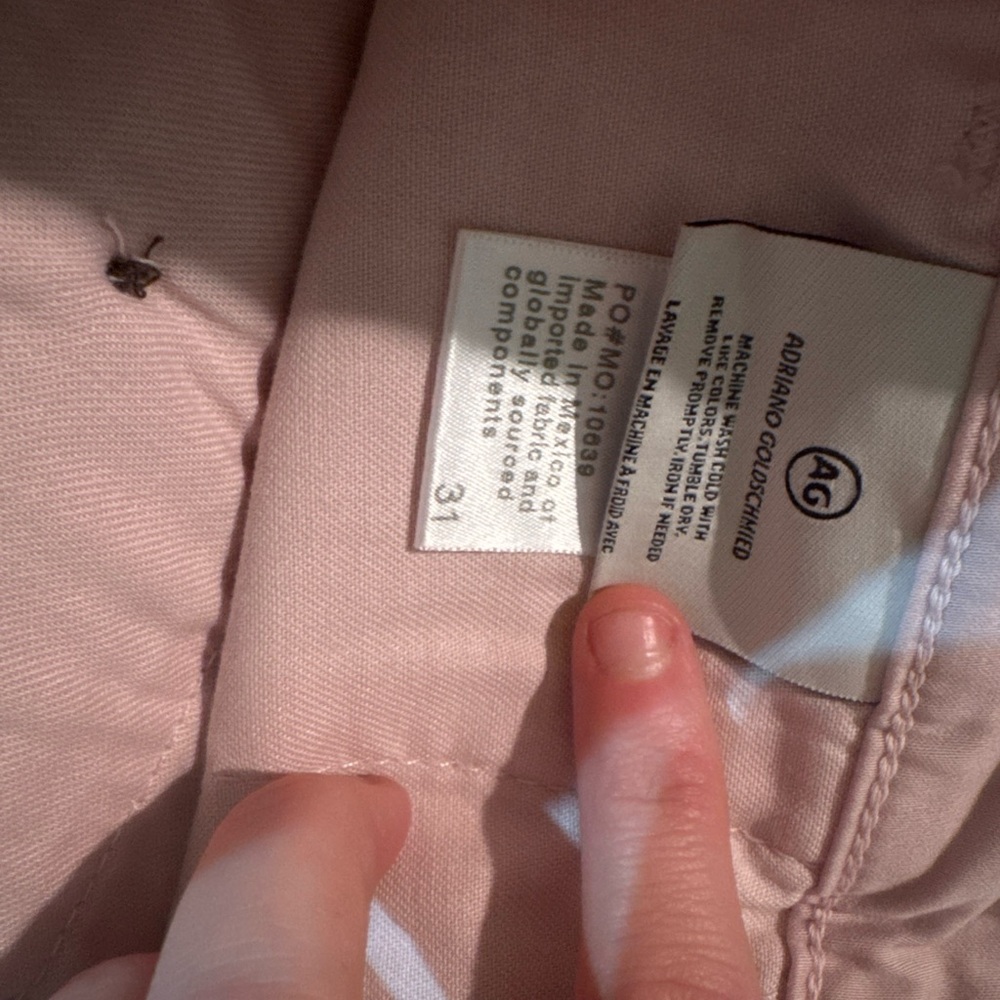 AG Adriano Goldschmied Light Pink Trousers